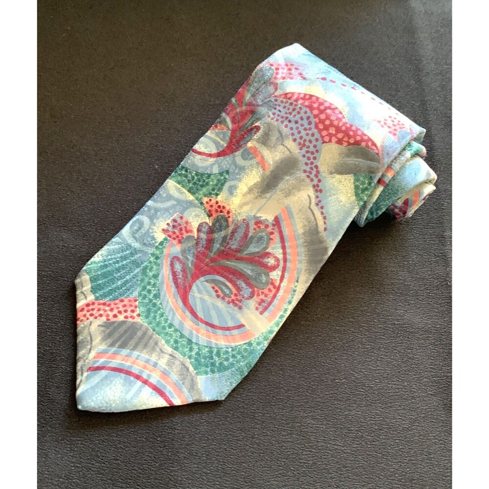 Vtg 90s Innocenti Italy Tom James Silk Neck Tie Abstract Colorful Bold Designer